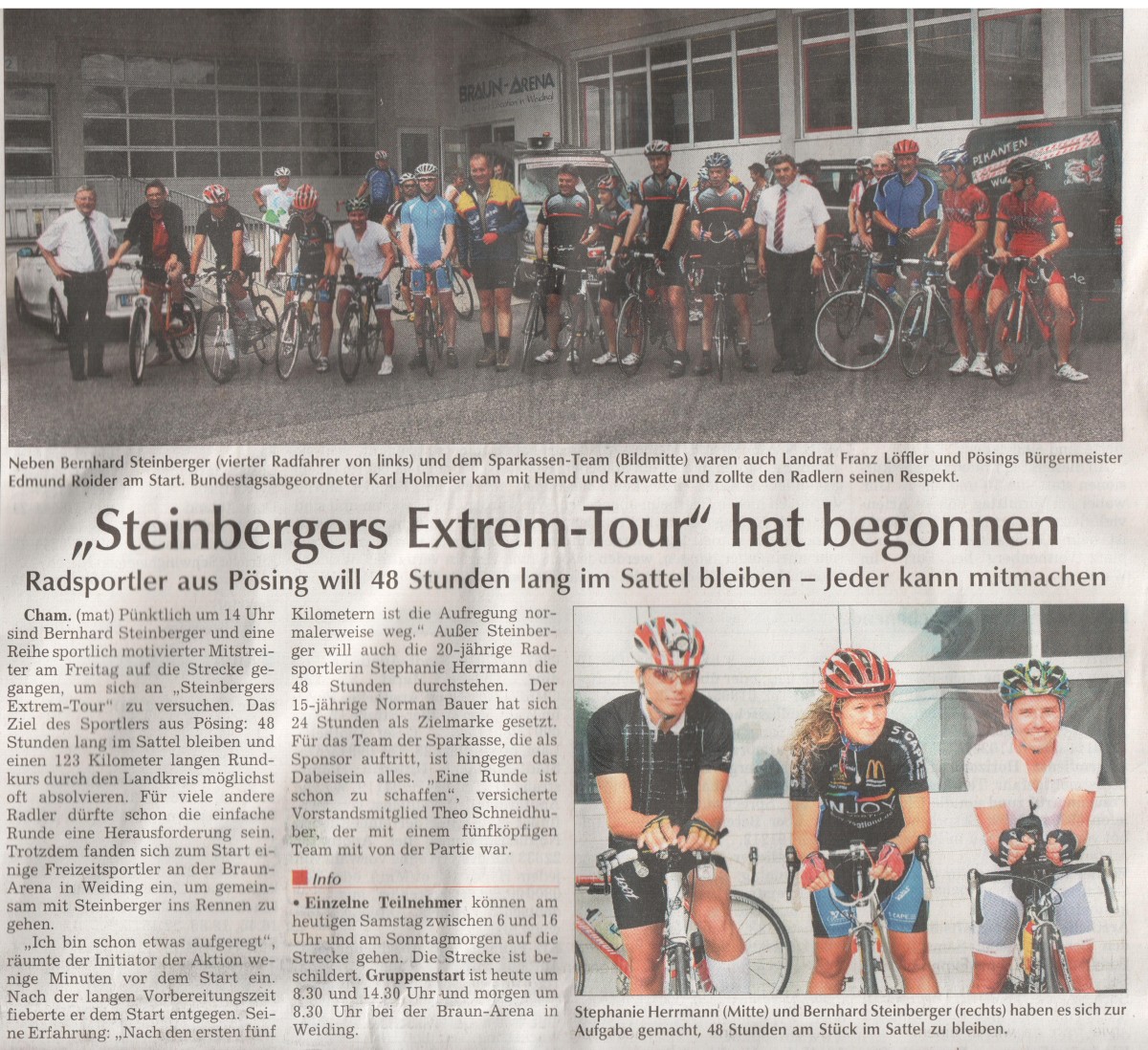 Steinbergers Extrem-Tour hat begonnen